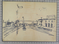 VECCHIO DISEGNO BOZZETTO SCHIZZO VEDUTA URBANA ARTISTA G. PANCALDI P28.10