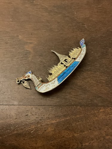 Vintage silver and enamel thai - and,