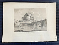Stampa antica 1825 Roma Castel