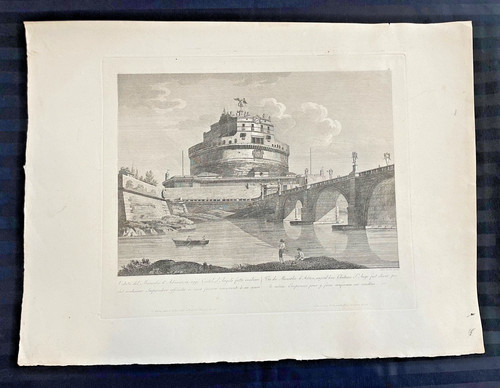 Stampa antica 1825 roma castel - stampa,
