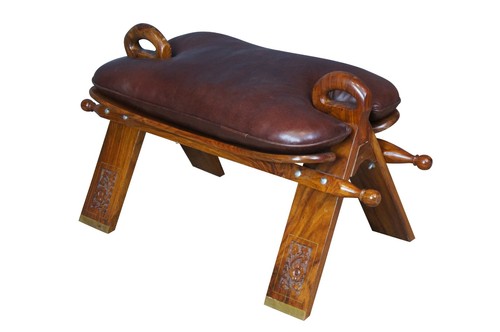 Sgabello cammello pelle