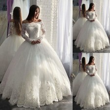 Abiti da sposa principessa bianco avorio pizzo applique spalle scoperte abito da ballo da sposa