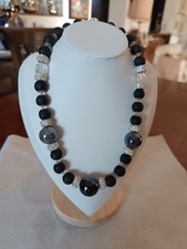 Collana Sfere in Ceramica, pietra Vulcanica e Cristalli