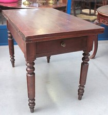 Tavolo a plancia doppia '800 in ciliegio massello gamba tornita lato 110 cm