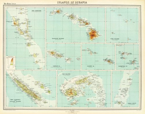 Mappa storica isole oceania - isole,