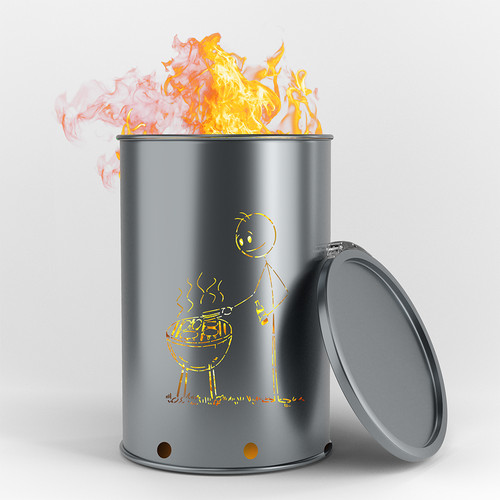 Bidone fuoco omino barbecue - , |