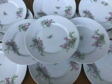 Antico servizio 12 piatti dolce/frutta ceramica/porcellana Limoges - fiori