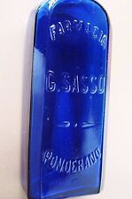 FARMACIA ☤ G.SASSO PONDERANO BOTTIGLIA BLU COBALTO BIELLA MEDICO MEDICINA IN.900