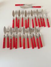 Servizio posate per pesce da 12 marca M inoxpran acciaio e nylon rosso nuovo