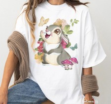 T-shirt bianca Disney Bambi Thumper ritratto floreale