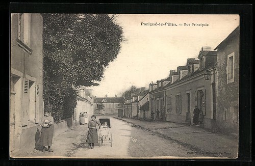 Cpa parigné pôlin - parigné-le-pôlin,, rue