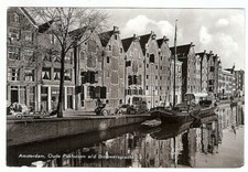 1965 BELLA FOTO CARTOLINA AMSTERDAM con AUTO e CAMION D'EPOCA VIAGGIATA 1965