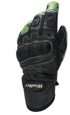 Guanti da per moto corti verde Kawasaki in di pelle con protezioni nocche e dita