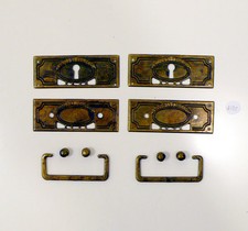 Coppia maniglia + coppia copritoppa ottone liberty ferramenta vintage antica