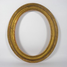 ANTICA CORNICE OVALE DORATA IN LEGNO DORATO ORO E STUCCO 23.5 x 18 cm EPOCA 1800