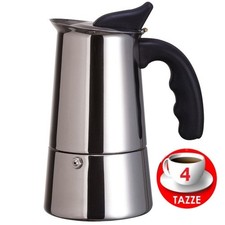 MOKA ESPRESSO MAKER CAFFETTIERA MACCHINETTA CAFFE' CAFFÈ 4 TAZZE ACCIAIO INOX