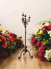 Antico torciere in ferro battuto candelabro a 5 luci h.166cm