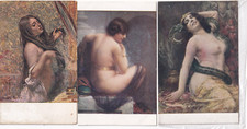 C18791-LOTTO 5 CARTOLINE, DA OPERE DI ARTISTI VARI, NUDI FEMMINILI, 1° DEL '900