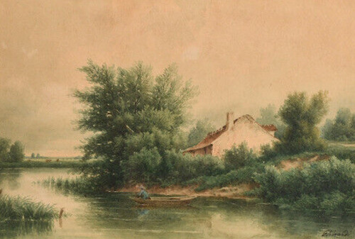 Casa sul fiume con - , pescatore