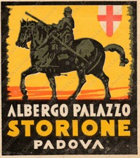 PADOVA Albergo Palazzo STORIONE Etichetta pubblicitaria