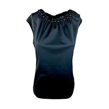 DOLCE & GABBANA - Top smanicato in vero cotone nero con perline | Taglia S