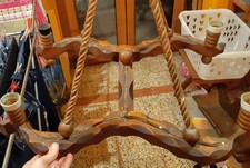 Lampadario artigianale vintage in legno e corda – 5 luci – fatto a mano anni ’60