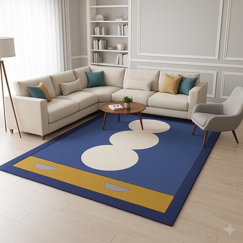Tappeto moderno astratto - blu, e