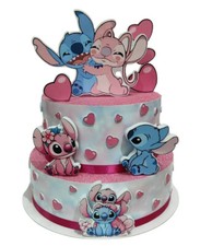Torta scenografica bimba/o STITCH & ANGEL Compleanno Gomma Eva Fommy Polistorolo