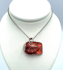 Collana Chapeau in argento 925 con elmetto pompieri  Rosso  C014