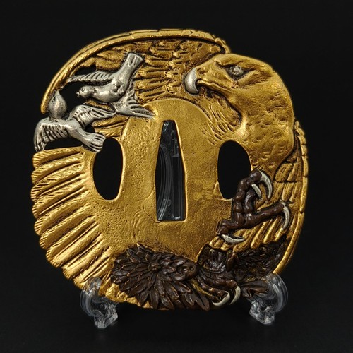 Japanese tsuba hawk design - tsuba,