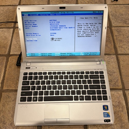 Sony vaio vpcs111fm intel - sony, core