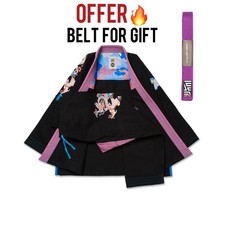 Kimono Albino e Preto Anno del Drago Noreen Nero BJJ Gi JIU JITSU 450GSM