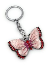Portachiavi Farfalla Rosa Tagfalter Strass Argento Ciondolo Portachiavi