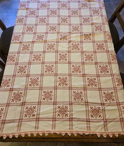 Antica tovaglia scacchi con - antica,