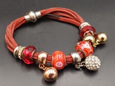 BRACCIALE MULTIFILO CON CHARMS  DI VETRO - DA RECUPERO
