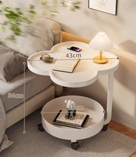 Tavolino Multifunzione con Ruote a QuattroFoglie - Comodino Moderno per Letto