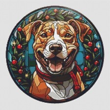 Pitbull Cucciolo di Natale Cane. Grande punto croce moderno originale
