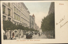 ROMA, antica cartolina Roma via Nazionale Hotel Quirinale. Viaggiata