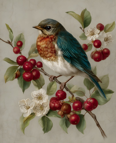 Bluebird arroccato ramo di - su,