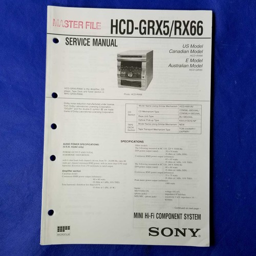 Sony hcd grx5 - sony, hcd-rx66