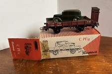 Carro merci sponde basse con Fiat 1100 Rivarossi H0 e garitta CPF/g. Anni 50/60.