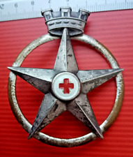 Fregio metallo da basco-Stella Corona e Croce Rossa smaltata- mm. 68