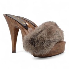 ZOCCOLI CON PELLICCIA  - Made in Italy da 35 a 42- Tacco 13 - K9240 VISONE