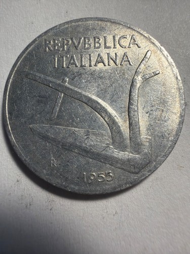 1955 italian lire coin - italian, 10