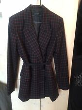 ZARA LUSSO GIACCA BLAZER TARTAN LANA BICOLORE BLACK RED ORIGINAL OVERSIZED S