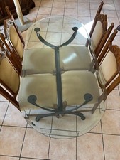 tavolo da pranzo usato in cristallo e ferro battuto