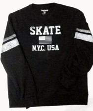 Felpa Pull Hip Hop Americana a Girocollo Skate NYC  Nera con bande bianche L.