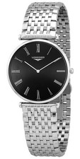 Longines La Grande Classique Acciaio Nero Quadrante Quarzo Orologio da Uomo