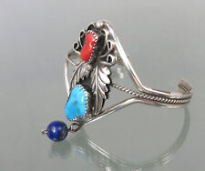 Bracciale In Argento Sterling Con Turchese Corallo Lapis Etno Indiano