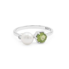 Anello fascia perle argento
